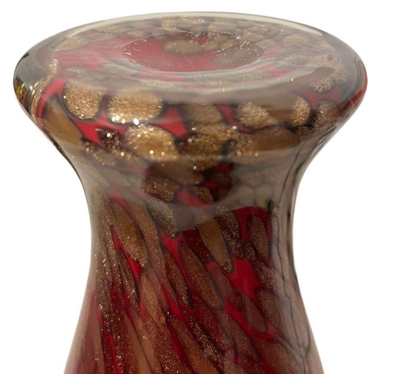 Art Glass Vase Red & Gold Table Vase 28.5cm