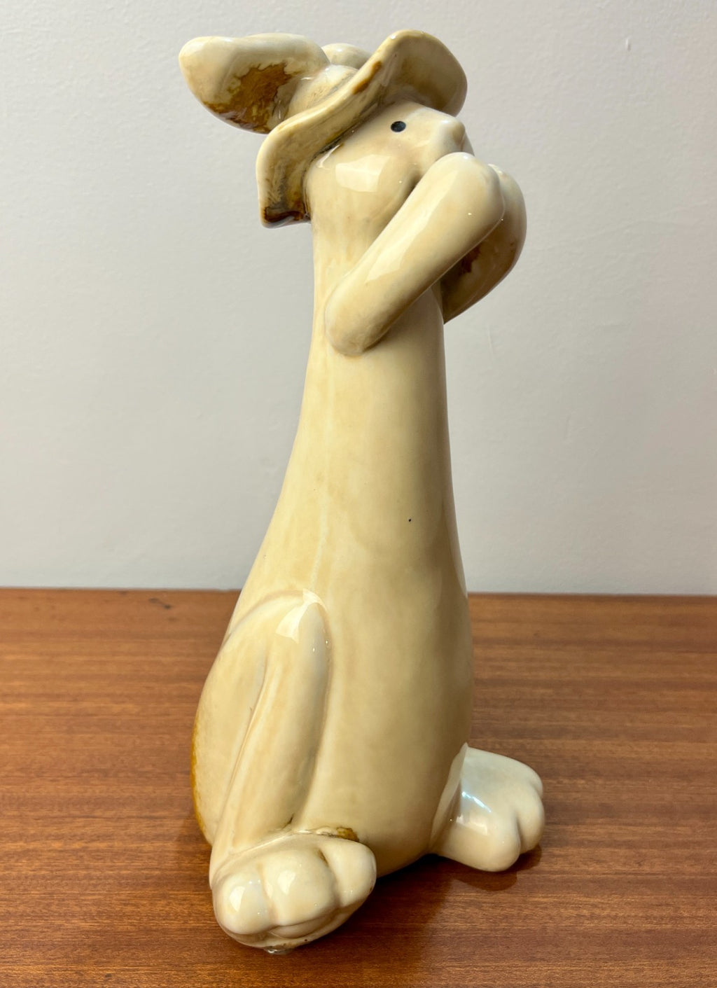Pottery Rabbit Figurine by Kangaroo Pottery. Ceramic Bunny in Hat