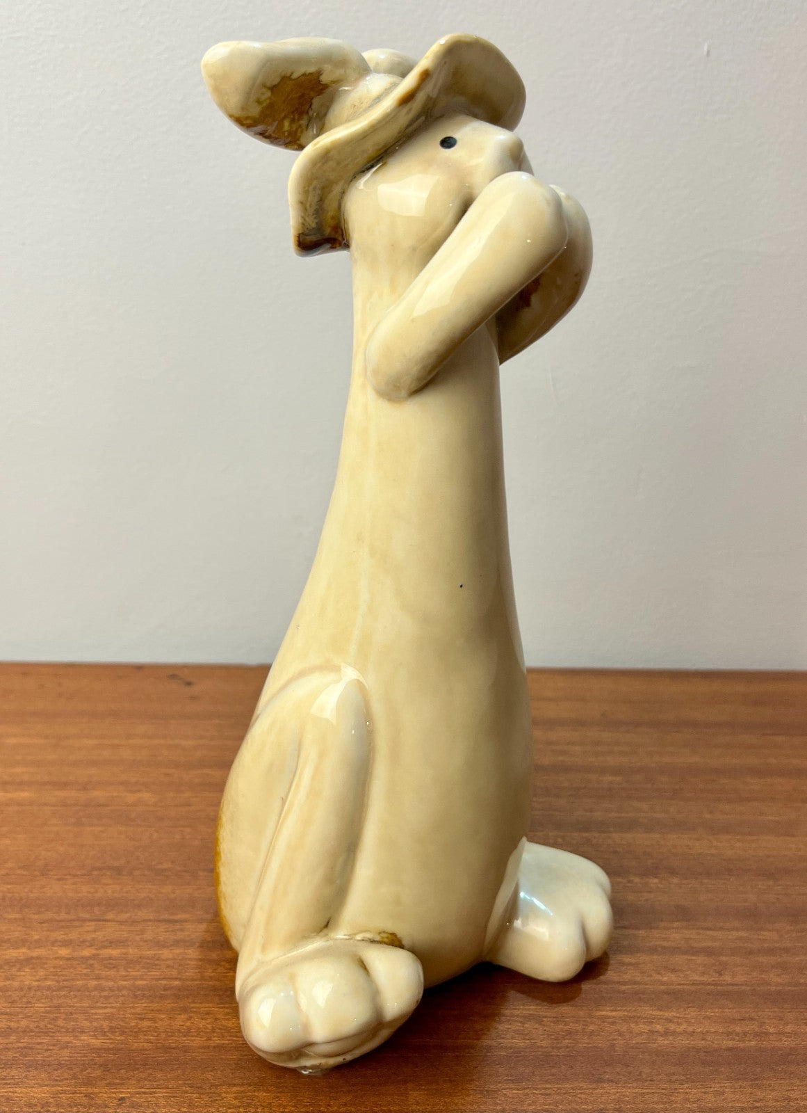 Pottery Rabbit Figurine by Kangaroo Pottery. Ceramic Bunny in Hat