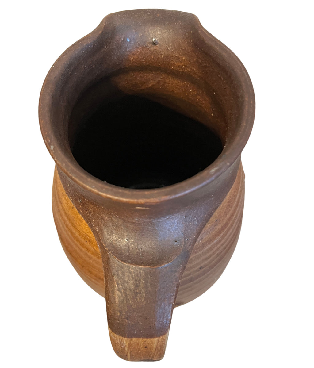 Vintage Studio Pottery Stoneware Jug Pitcher Brown Rustic Handmade Pottery Vase