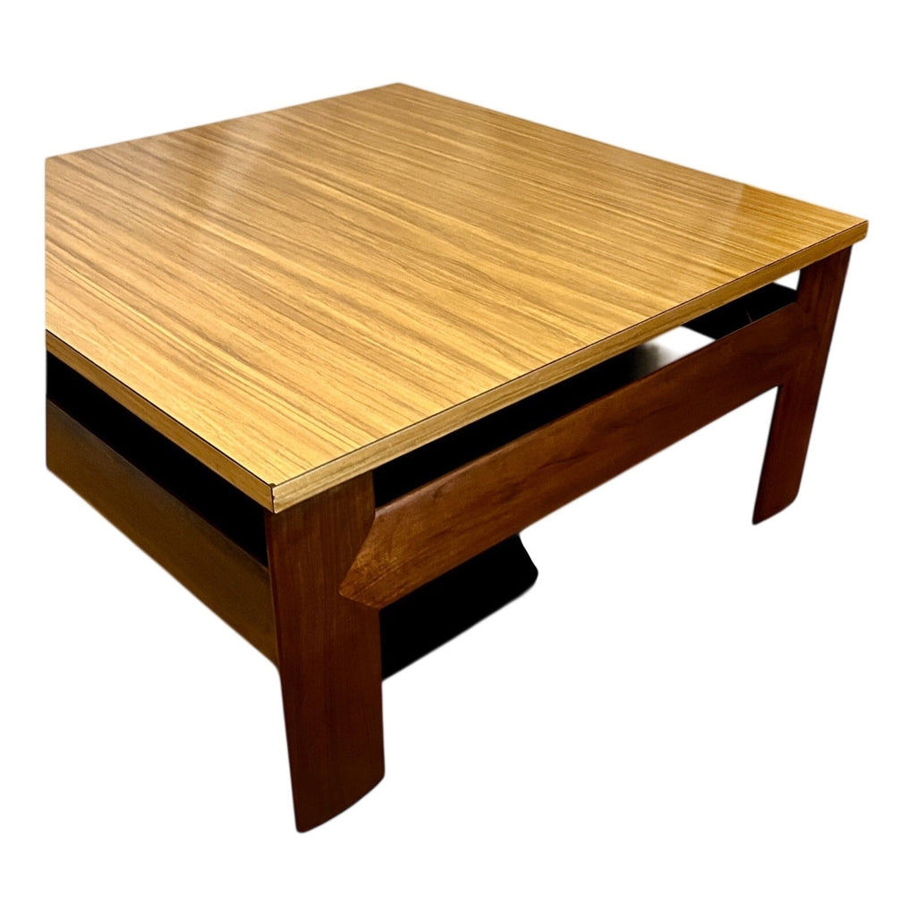 Mid Century Square Coffee Table 79cm – Danish Style Vintage Wood & Formica