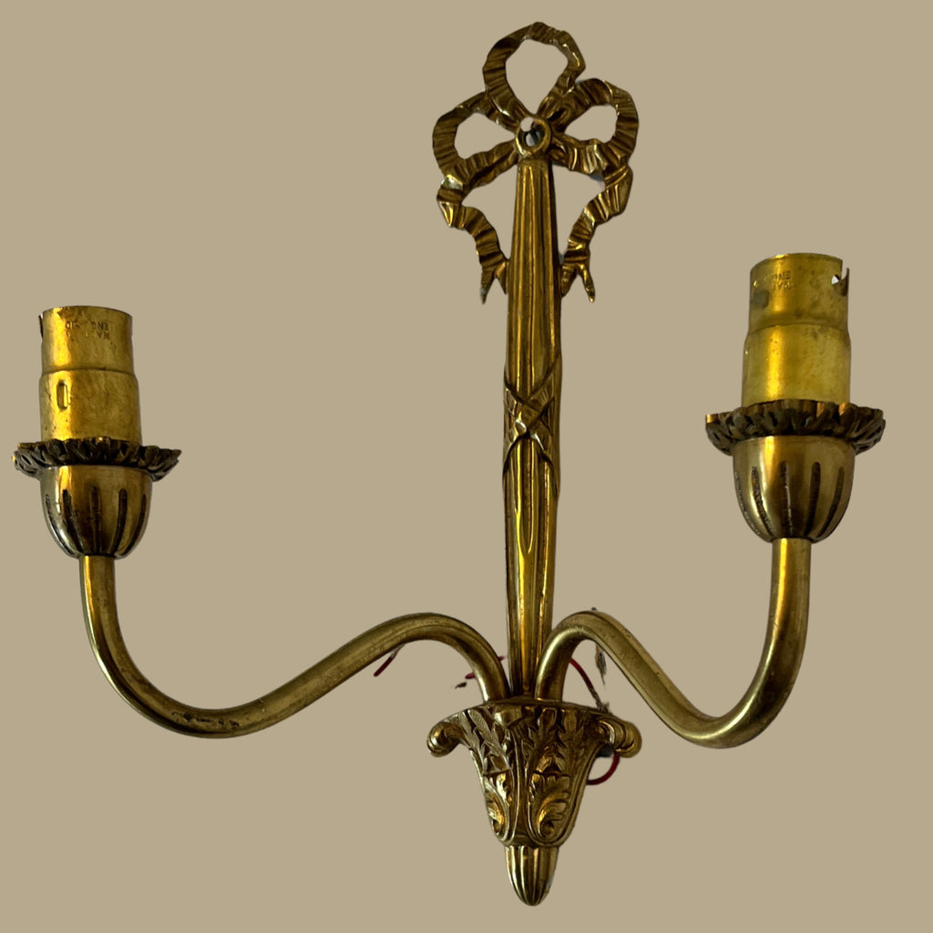 6x Vintage Art Nouveau Style Twin Arm Wall Sconces Brass Effect Wall Lights