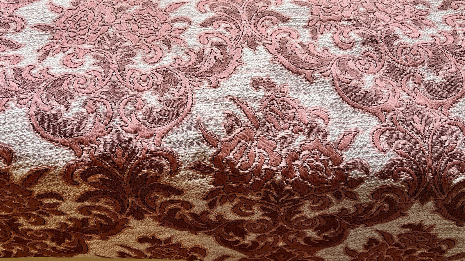 Vintage Pink Damask Curtain Panels W:140cm x D:206cm. 1970s Lightweight VGC