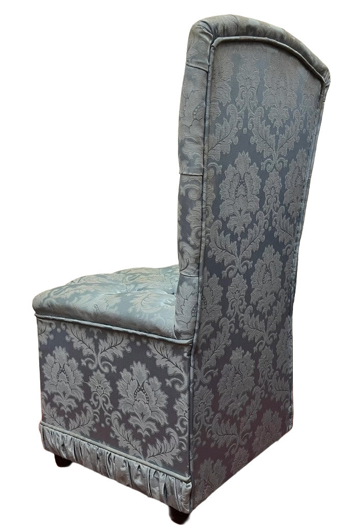 Blue Upholstered Vintage Style Accent Chair Button Back Dressing Chair